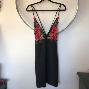 Missguided black embroidered body-con